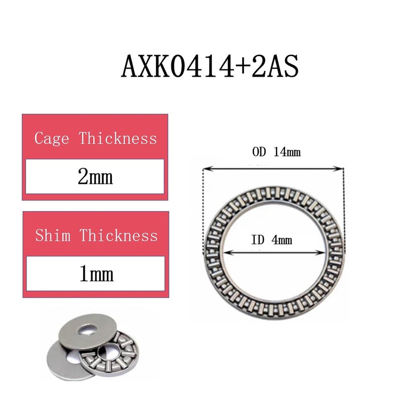 RPS-IND 2 PCS AXK0414 High Precision Thrust Needle Roller Bearings with Washers - Bearing Steel Material - Image 2